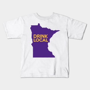 Minnesota Drink Local MN Purple Kids T-Shirt